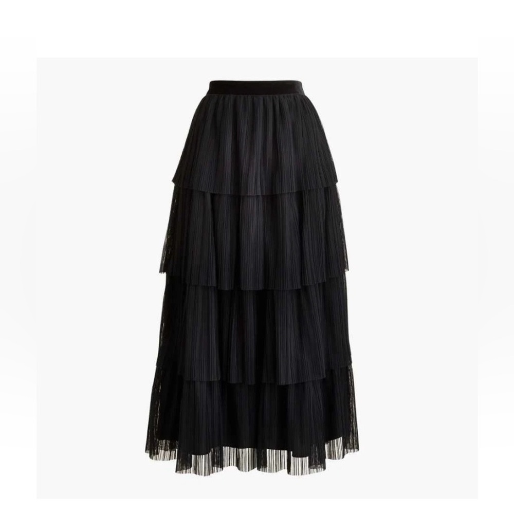 J. Crew XL Black Tulle Tiered Skirt NWT